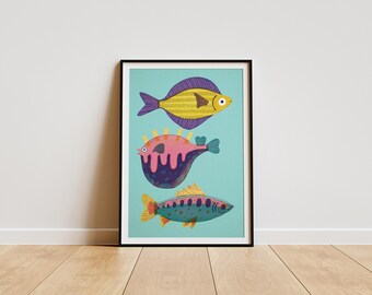 Fishes/Nursery Decor/ Wall Art/Art Print/Illustration/Graphics (Digital Download)