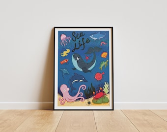 Sea Life/Nursery Decor/ Wall Art/Art Print/Illustration/Graphics (Digital Download)