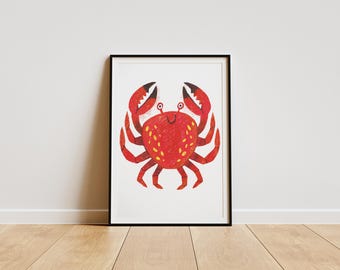 Happy Crab/Nursery Decor/ Wall Art/Art Print/Illustration/Graphics (Digital Download)