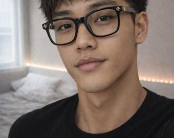 Chrome Heart CH Popular Black Square Blue Light Glasses with Gold or Silver Cross Detail – Unisex Vintage Gothic Streetwear Frames