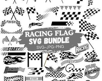 Checkered Race Flag SVG Bundle, Cricut Cut Files (Instant Download)