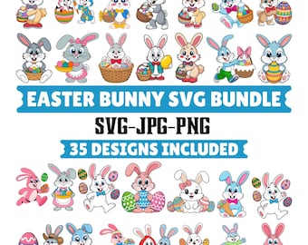 Easter Bunny SVG Bundle | 35 Rabbit Clipart Designs (svg, jpg, png)