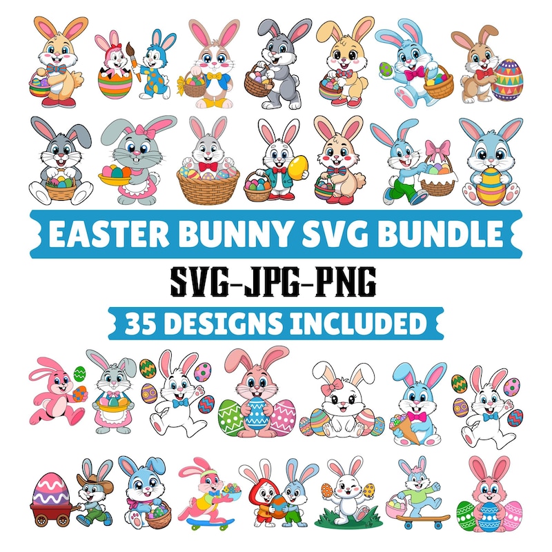 Easter Rabbit Cartoon Png - Etsy