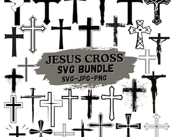 Christian Cross SVG Bundle | Grunge, Crucifix Clipart (Instant Download)