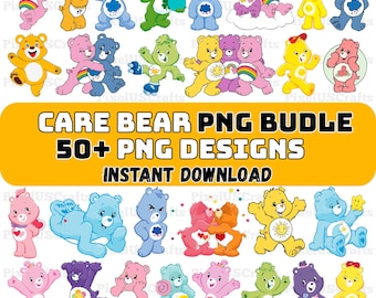 Care Bears Belly Badges PNG Bundle, Rainbow Cartoon Clipart (Instant Download)