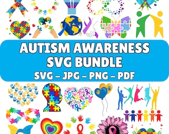 Autism Awareness SVG Bundle, Puzzle Ribbon Graphics, Neurodiversity svg Designs (Digital Download)