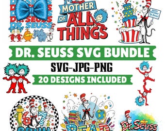 Dr. Seuss SVG Bundle, Cat Hat, Read Across America, Teacher Shirt SVG (Digital Download)