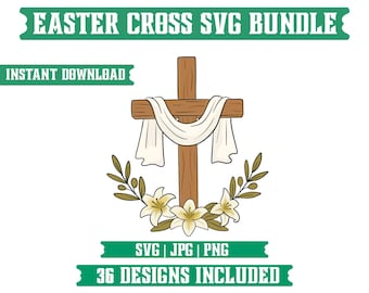 Floral Easter Cross SVG Bundle – Christian Designs (Instant Download