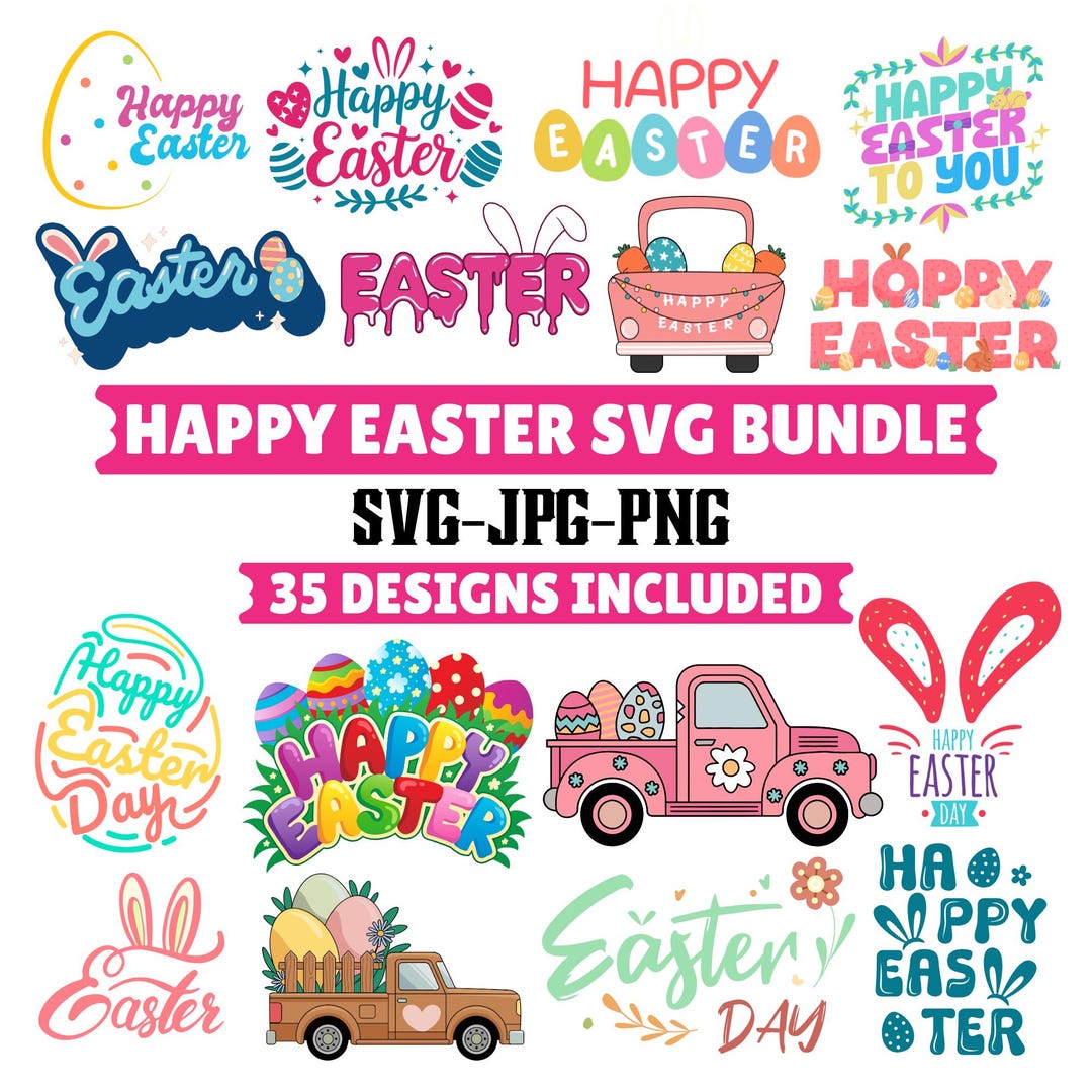 Happy Easter SVG Bundle | 35 Bunny Cricut Cut Files (digital Download ...