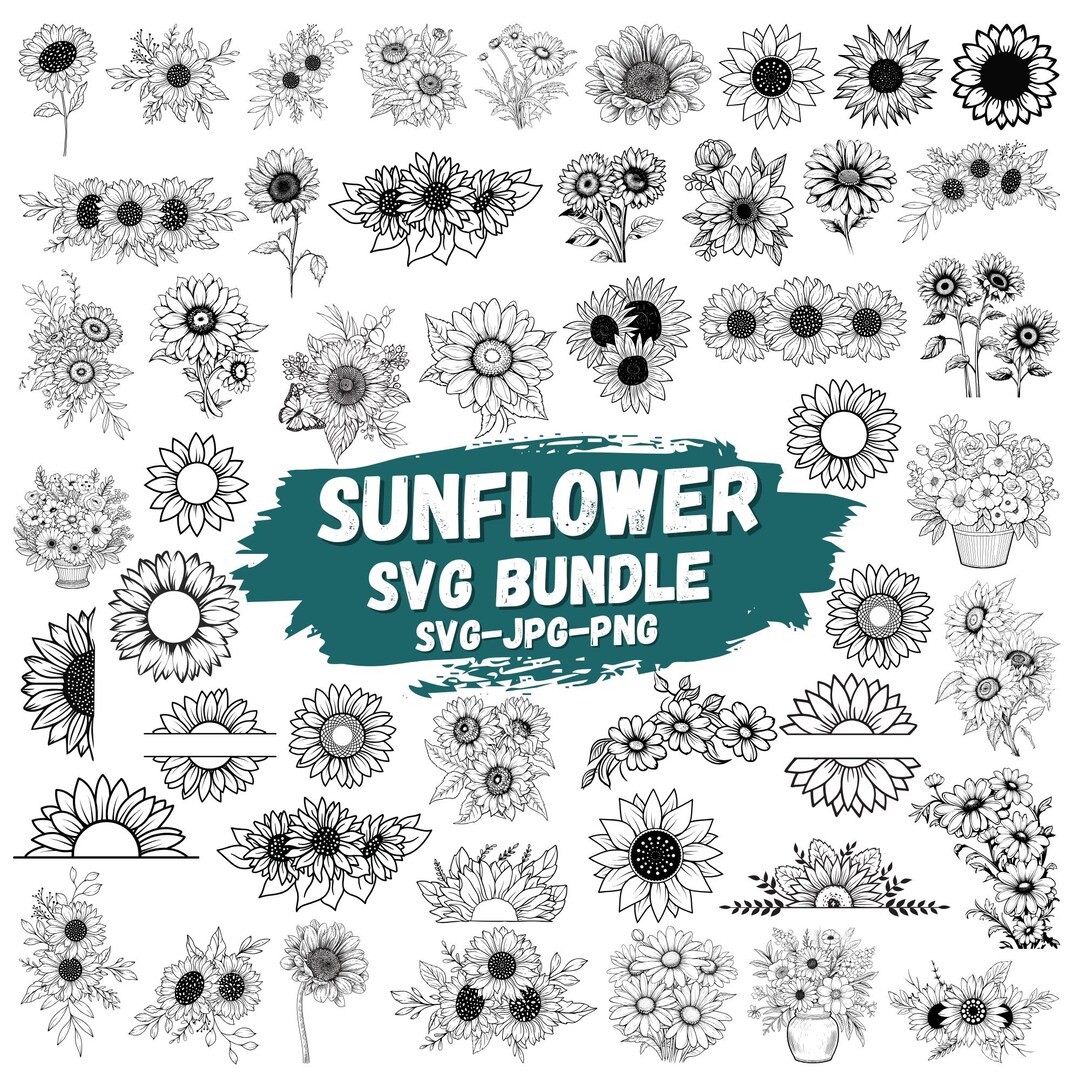Sunflower SVG Clipart Bundle – Floral Cut Files for Cricut, Silhouette ...