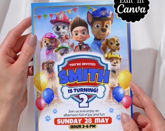 Editable Paw-patrol Birthday Invitation Template| Kids Printable Party Invitation| Puppy Patrol Pup Crew Boys & Girls Bday(Instant Download)
