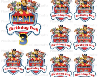 Personalized Kids Birthday PNG, Custom Cartoon Family design, (Digital Download)