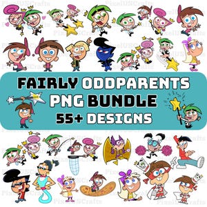 Fairly OddParents PNG Bundle, 55+ Cartoon Clipart, Kids Shirt Design, Sublimation Png (Digital Download)