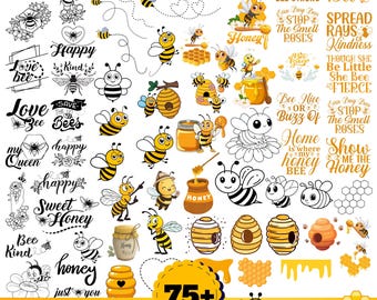 Bee SVG Bundle, Honey Bee Clipart, Bumblebee PNG, Cricut Cut Files (Instant Download)