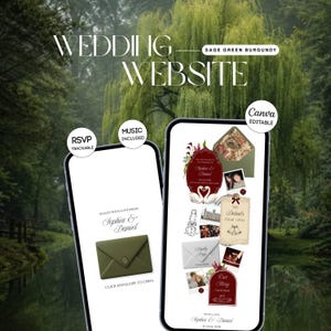 Vintage Old Money Wedding Website Template with RSVP, Canva Editable Wedding Invitation Website, Digital Wedding Invite Template