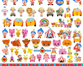 Plim Plim PNG Bundle, Kids Cartoon Characters Clipart (Digital Download)