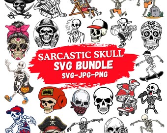 Sarcastic Skull SVG Bundle | Funny Skeleton Clipart (Instant Download)