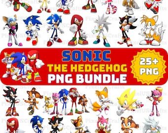 Sonic The Hedgehog PNG Bundle, Cartoon Characters Clipart for Sublimation, Cricut, T Shirt Design, Kids Crafts (Digital Download)