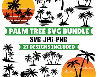 Palm Tree SVG Bundle – 27 Tropical Beach Sunset Designs for Cricut & Silhouette (Instant Download)