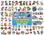 Paw Patrol Characters PNG Bundle, 110+ Cartoon Clipart Files, Kids Birthday Shirt Design, Sublimation PNG,Cricut Print File,Instant Download