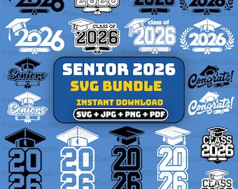 Senior 2026 SVG Bundle, Graduation Design, Class of 2026 SVG Bundle, Class 14 Cap SVG, Graduate 2026 Cut Files, Graduation Silhouette Cricut