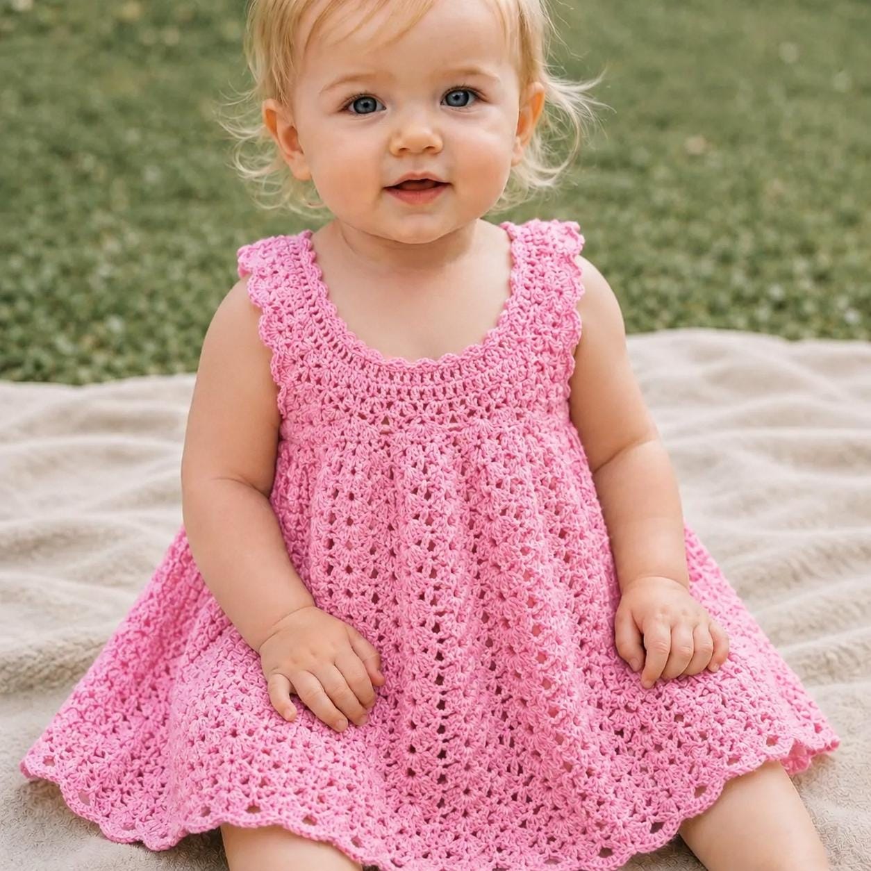 Pink Christening Baby Dress Pattern