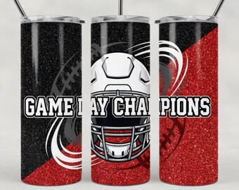 Paquete de 6 envoltorios para vasos deportivos / Envoltorio delgado para vasos de 20 oz PNG / Diseños deportivos de fútbol / Descarga digital por sublimación