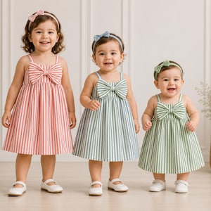 Baby Sleeveless Strap Frock Sewing Pattern PDF | Gathered Baby Girl Dress Pattern | Bow Back Baby Dress | A4 Printable Sewing Pattern