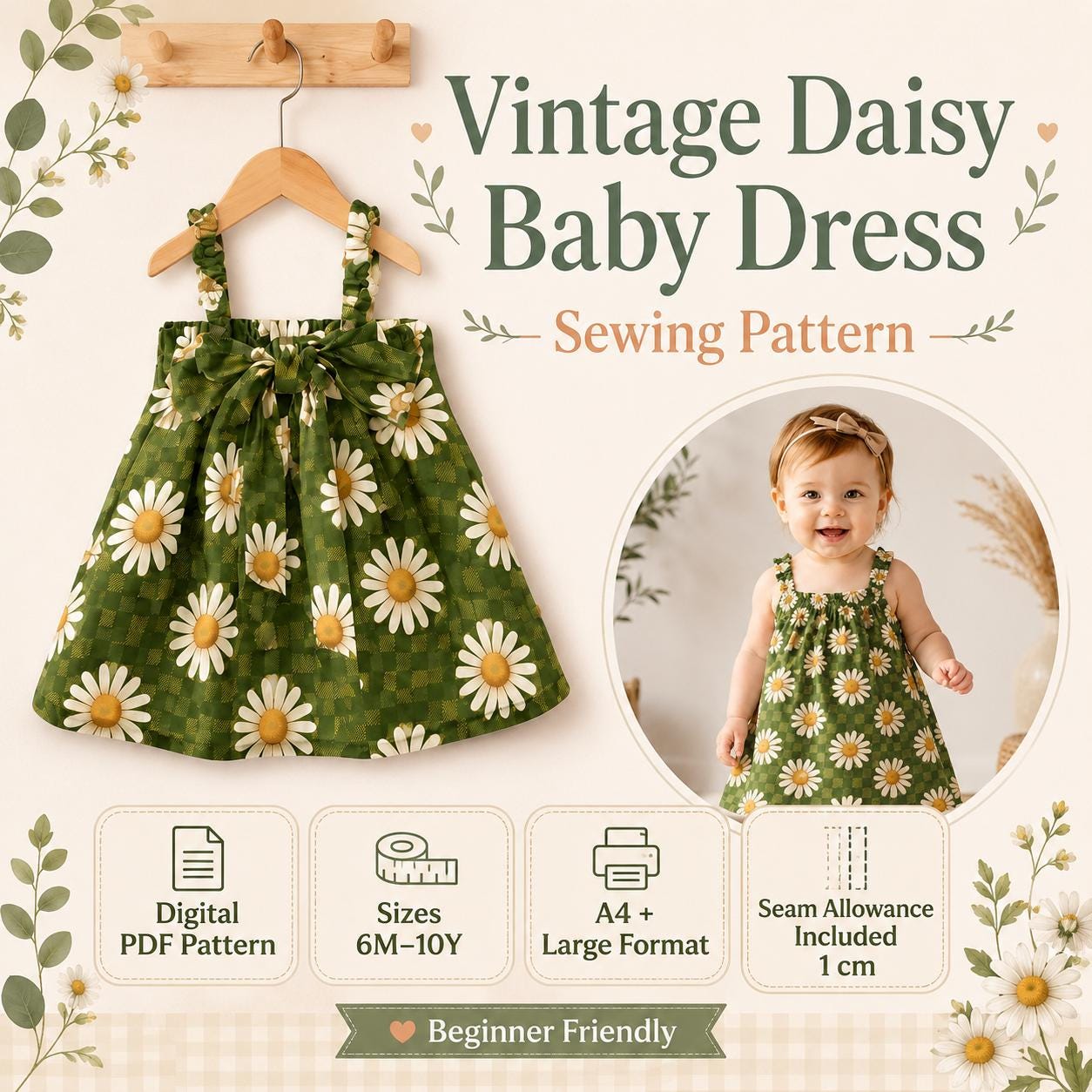 20 Kids' Dress Patterns for Sewing Moms Who Don't Have All Afternoon 17 Vintage Daisy Baby Dress Sewing Pattern PDF, Baby Girl Dress…
