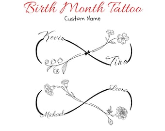 Custom Birth Flower Infinity Tattoo Design (Digital Download)
