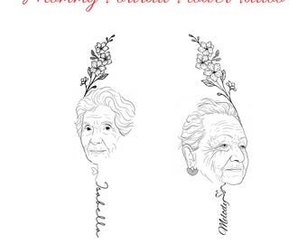 Custom Mother Tattoo Design Design, Minimalist Mom Portrait, Birth Flower Tattoo, Custom Line Art, Motherhood Gift, Fine Line Tattoo