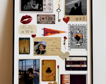Editable Matchbook Collage Poster Template Printable, Valentine Gift, Custom Photo Collage, Anniversary Decor