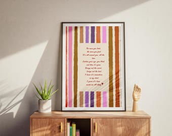 Olivia Dean Print 'I've Seen It', Romantic Poem Wall Art Print, Colorful Stripe Love Quote Poster, Modern Aesthetic Typography Decor