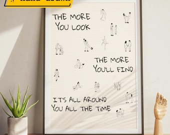 Olivia Dean Print ''The More You Look'' Print, Minimal Couple Illustration, Romantic Wall Decor, Anniversary Gift, Love Poster