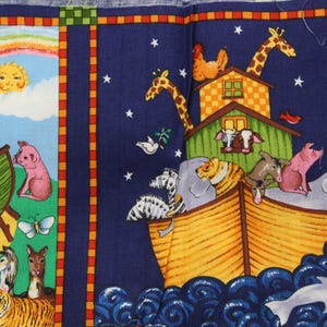 2for1 Noah&#39;s Ark Animal Cartoon Jungle Textile Fabric Cotton Cheetah Elephant Giraffe Monkey Hippo