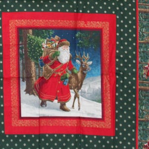 2for1 Christmas Ole&#39; St Nick Santa Panel Fabric Cotton