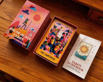 Color of Joy Tarot Deck with Guidebook, Vibrant Art Tarot Cards Set, Beginner Friendly Divination Deck, Bright Spiritual Gift