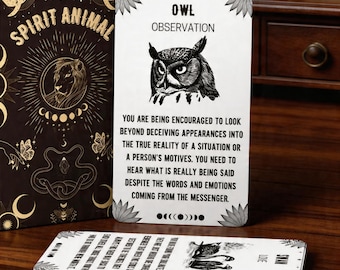 Spirit Animal Oracle Cards Deck, Black Gold Mystic Tarot Alternative, Animal Guidance Cards, Intuition Divination Deck, Witchy Gift