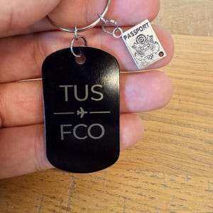 Custom Airport Code Keychain | Personalized Travel Route Keychain | Wanderlust Gift | Couple Travel Gift | Plane Travel Tag