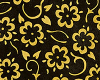Flowers Black and Gold, She Who Sews, J Wecker Frisch, Quilting Treasures, Sewing Fabric, Flower Fabric, Quilting Cotton, Floral