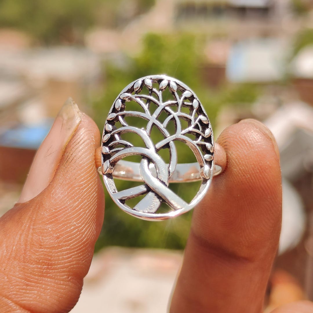 Sterling Silver Tree of Life Ring, Vintage Boho Statement Jewelry - Etsy