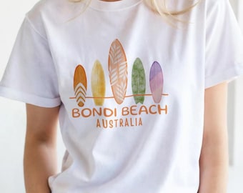 Bondi Beach Australia Surf Graphic Tee, Coastal Summer Vacation Shirt