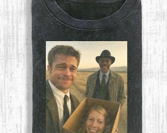 Whats In The Box Shirt Se7en Movie Meme Tee Vintage Brad Pitt Morgan Freeman Graphic T-shirt Dark Humor Cinephile Thriller Fan Gift