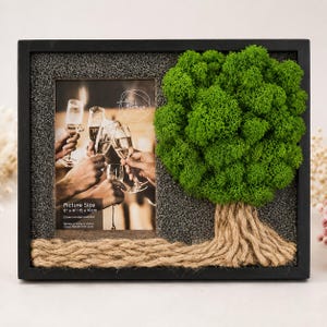 Handmade Tree of Life 4x6 Picture Frame | Reindeer Moss, Resin Sand & Jute Rope | Nature Home Decor | Gift for Her