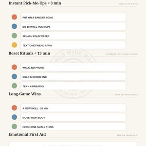 Executive Function Planner - Dopamine Menu page