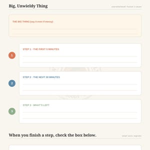 Executive Function Planner - Task Funnel page