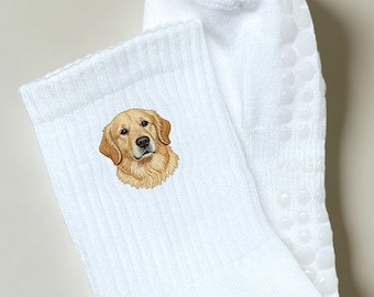Calcetines antideslizantes personalizados con retrato de mascota para adultos: pilates, yoga, barra, ropa de estar cómoda, regalo único para amantes de las mascotas.