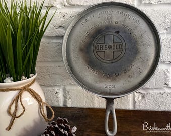 Plancha de hierro fundido Griswold con logotipo grande n.° 8 — Cromo doble