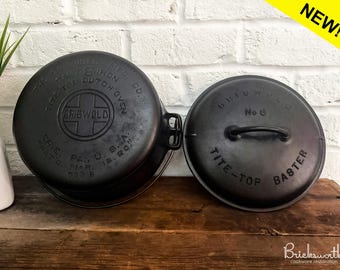 Olla de hierro fundido Griswold n.° 8 — Bloque grande / Tapa inclinada de bloque grande