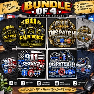 911 Dispatcher PNG Bundle, Emergency Telecommunicator Shirt Design, First Responder Sublimation, Digital Download